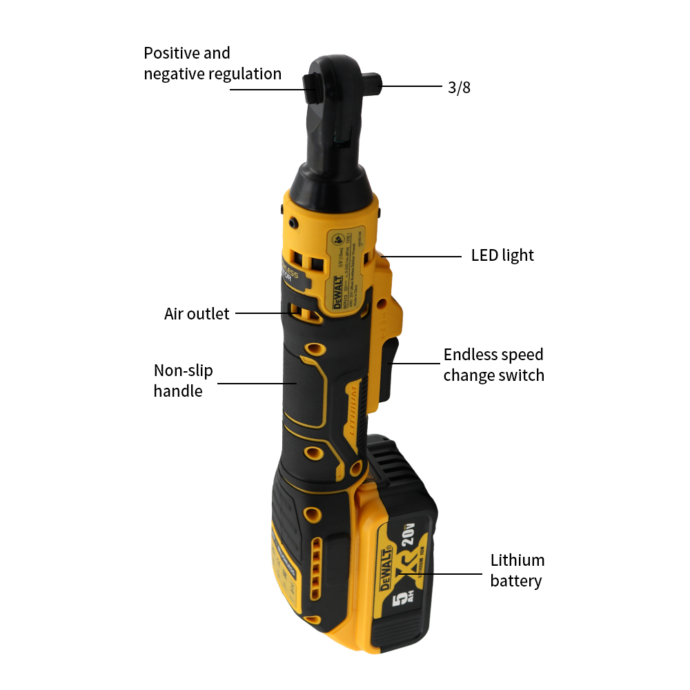 Dewalt Llave de trinquete eléctrica DCF512 20V batería controlador inalámbrico DCF512 tuerca de tornillo de extracción 3/8 "controlador herramientas eléctricas llave de impacto