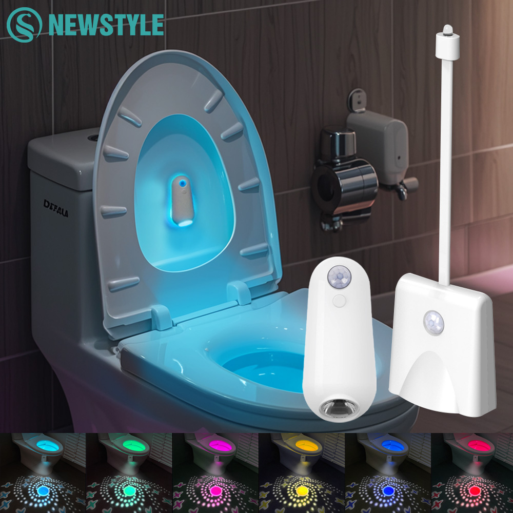 Capteur de mouvement intelligent veilleuse projecteur LED lumières de toilette USB Rechargeable lampe de pied colorée applique murale pour salle de bain couloir