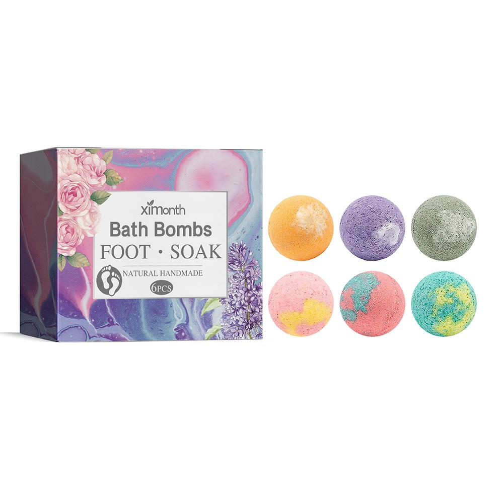 6Pcs /box Herbal Essential Oil Bubble Bath Ball Bathing Organic Spa Bath Foot Mini Gift Natural Handmad Bath Bombs Ball N6C2