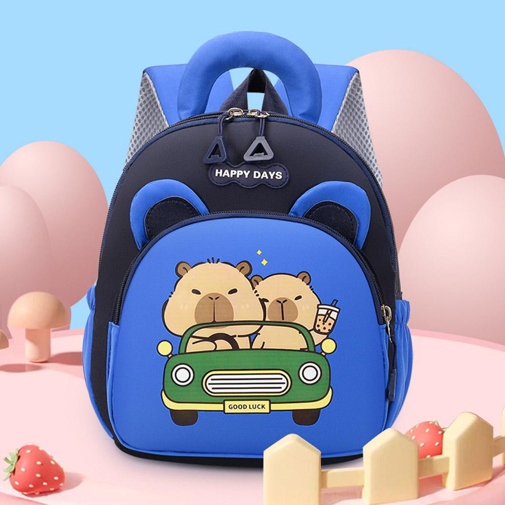 น่ารักการ์ตูน Capybara กระเป๋าเป้สะพายหลังหลายกระเป๋าขนาดใหญ่ความจุเด็กนักเรียนกระเป๋าเป้สะพายหลังกว้างสายรัดกระเป๋าเป้สะพายหลังน้ําหนักเบา