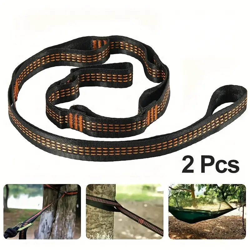 2Pcs High Bearing Capacity Hammock Straps 600lbs Breaking Strength Polyester Hammock Belt Rope 5 Ring Correias De Poliéster