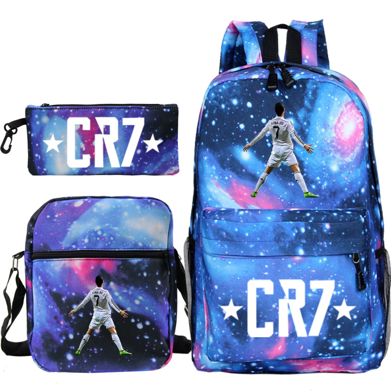 Nuevas Mochilas CR7 de 3 uds., Mochilas escolares ligeras de estilo Simple para niños y niñas, mochila para ordenador portátil para adolescentes, Mochilas de viaje para hombres y mujeres