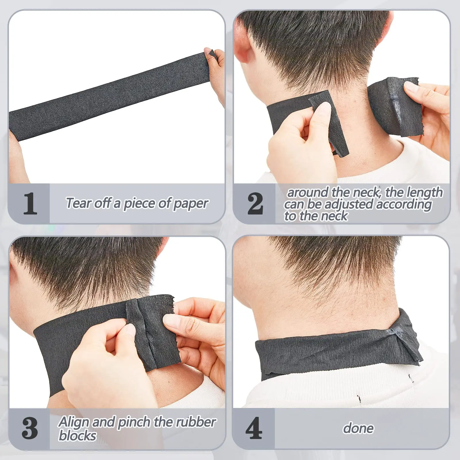 1 Rolle schwarze Einweg-Friseur-Nackenstreifen, Friseur-Nackenpapier, dehnbarer Streifen, Halskante, Papier, Haarschnitt, Styling-Zubehör