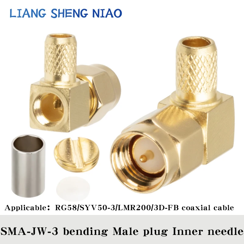 Todo o cobre SMA-J-3 parafuso interno agulha interna padrão sma conector macho crimpado com conector fêmea sma alimentador rg58/50-3