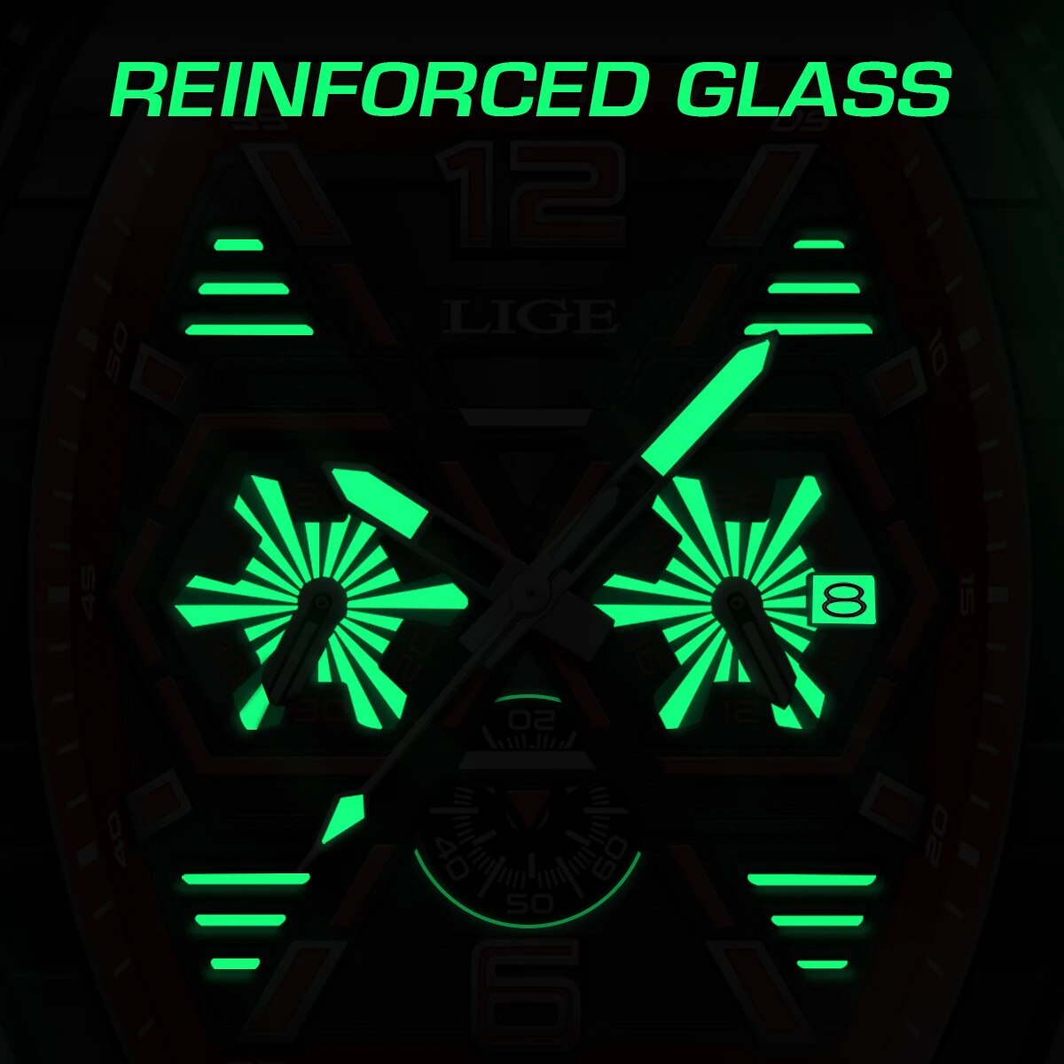 LIGE Top Marca de Luxo Mens Relógios Relógio Esportivo À Prova D 'Água Pulseira de Silicone Cronógrafo Relógio de Pulso de Quartzo Relogio masculino + CAIXA