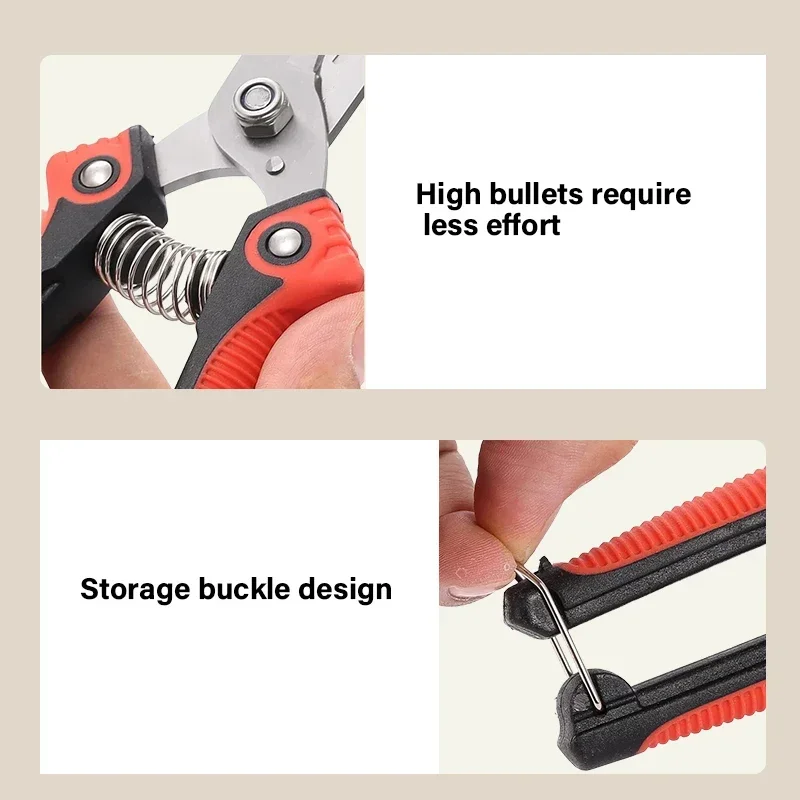 Stainless Steel Pruning Shears Sharp Branch Scissors with Non Slip Handle for Garden Fruit Tree Trimming Tools