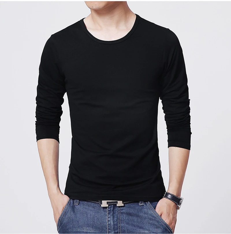 2025 MRMT Brand New Męskie koszulki z długim rękawem Slim Men T-Shirt Young Man Pure Color Tops Tees Shirt O-Neck For Male Boys Tshirt