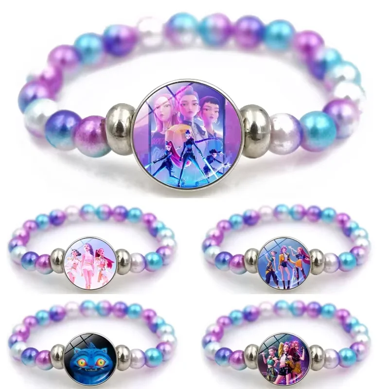KPop Dämon Jäger Armbänder Mädchen Mode Perlen Armband Niedlichen Cartoon Figur Schmuck Zubehör Kinder Weihnachten Geschenk Spielzeug