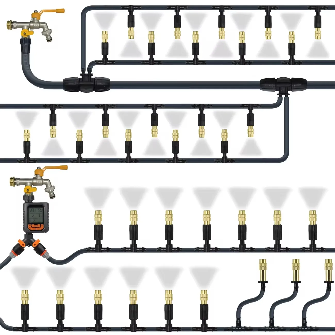 KESLA เรือนกระจก 5-30M กลางแจ้ง 1/4 ทองเหลือง Atomizer Misting Cooling ระบบสวนชลประทานรดน้ําหัวฉีด 4/7 มม.สําหรับ Patio