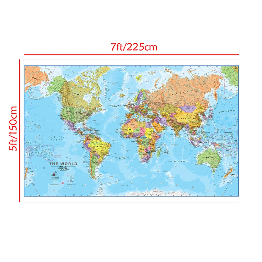 ขนาดใหญ่คลาสสิกWorldแผนที่ไวนิลพื้นหลัง 225x150 ซม.Globe Wall Artโปสเตอร์การถ่ายภาพฉากหลังตกแต่งบ้านเด็กอุปกรณ์โรงเรียน