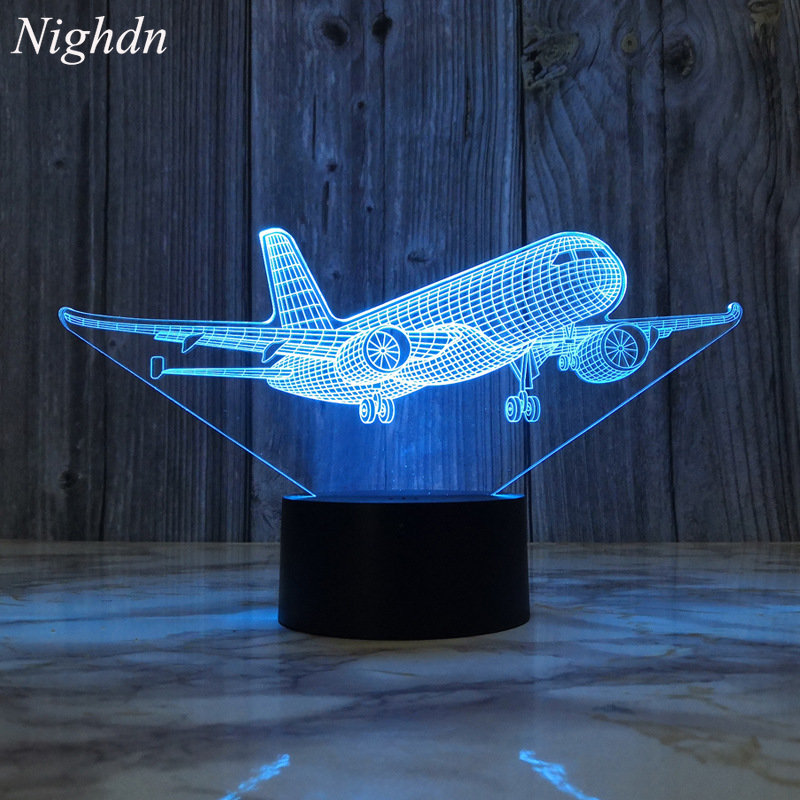 Flugzeug 3D Nachtlicht USB Plug-in Touch Tischlampe Dekoration Nachttisch Nachtlicht Kind Geburtstag Weihnachtsgeschenke für Kinder Jungen