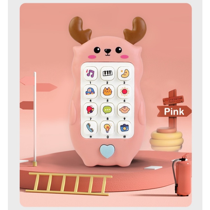 Kinderspeelgoed, zacht plastic Muziek en licht verhaal Leren helpen slapen, Rijke inhoud Simulatie Mobiele telefooninteractie Gif