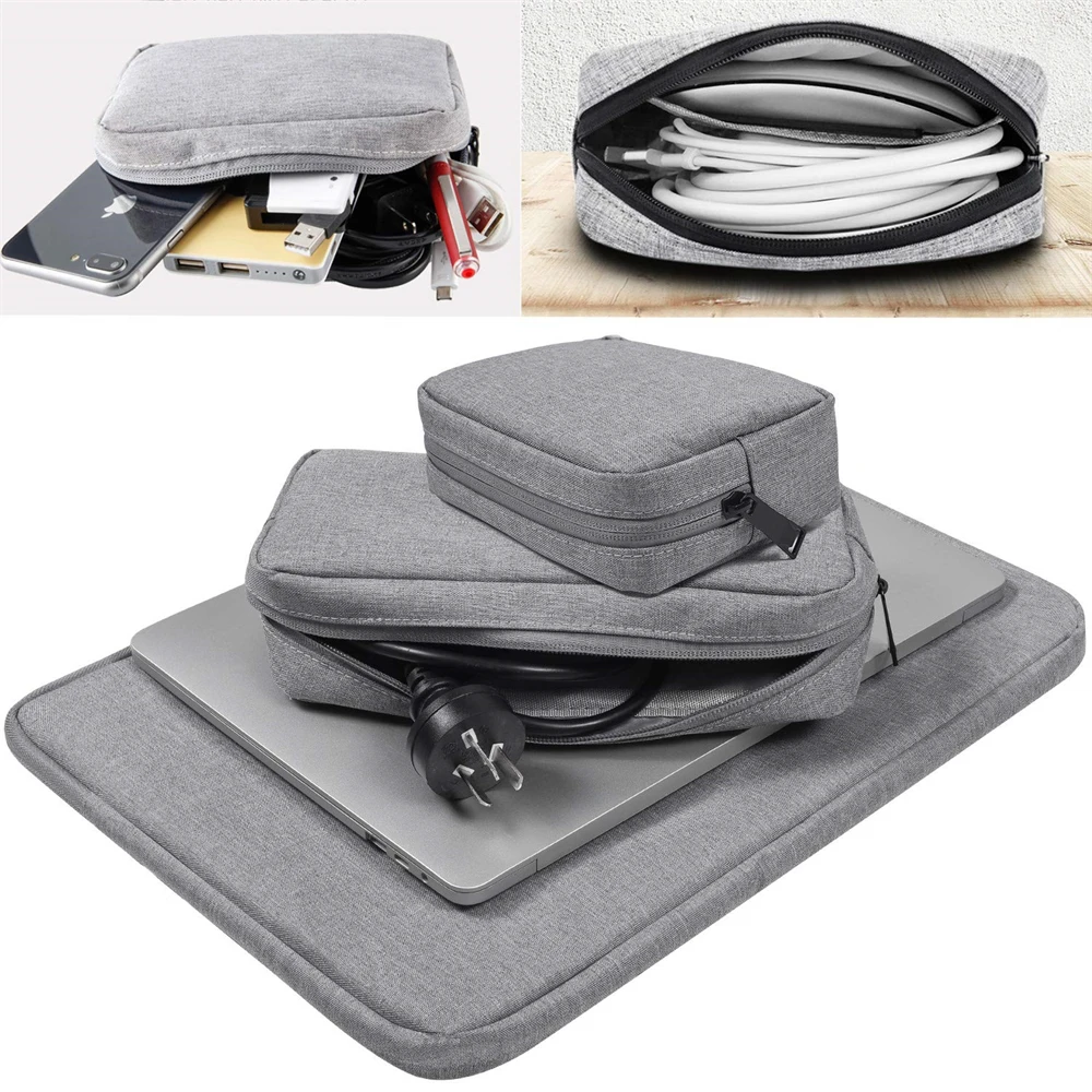 1 PC กระเป๋าเก็บสายไฟออแกไนเซอร์แบบพกพากระเป๋าเก็บดิจิตอลสำหรับนาฬิกา,สาย,พาวเวอร์แบงค์,เครื่องชาร์จ,สายชาร์จ,เมาส์