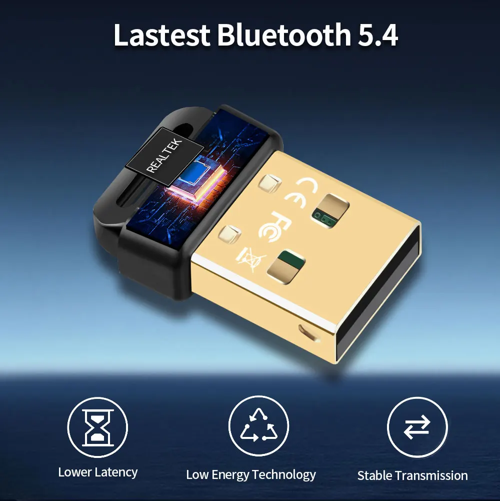 Адаптер Bluetooth 5.4 USB Bluetooth 5.3 Dongle Bluetooth-приемник и передатчик для Bluetooth-клавиатуры/мыши/наушников/динамика