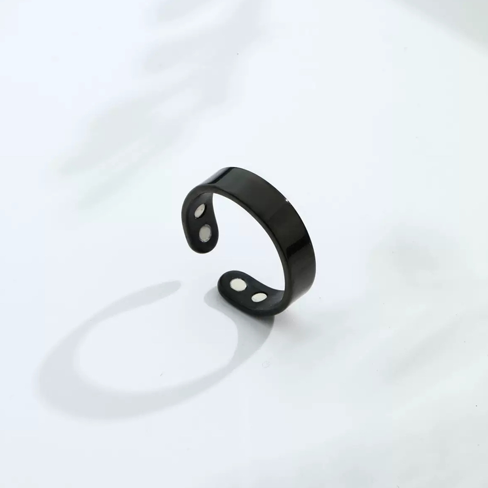 Anel magnético de aço de titânio único e duplo ímã anel de descompressão ímã saudável controle de lipídios ajuda ao sono