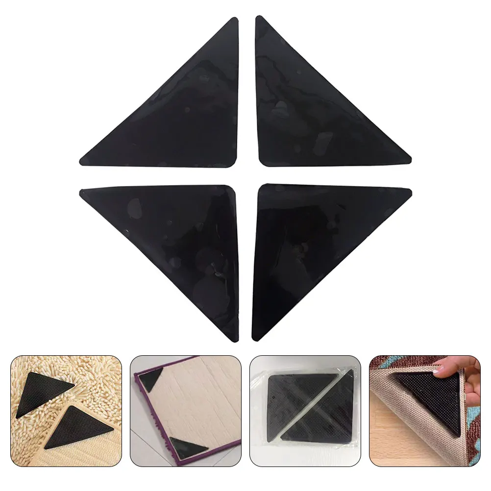 4pcs Carpet Fixing Grippers Pu Material Non Slip Rug Stickers Adhesive Backing Easy Install Carpet Corner Protector For Hardwood