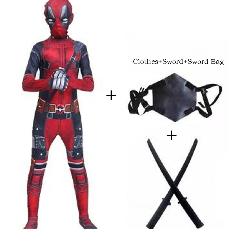 Nuevo personaje de película disfraz de juego de rol superhéroe Deadpool disfraz máscara espada bolsa trajes fiesta de Halloween Cosplay mono estilo 3D