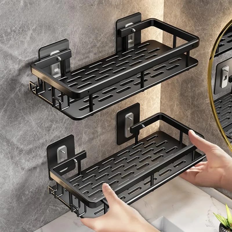 Bad Regal Kein Bohren Wand Montiert Shampoo Flasche Dusche Ecke Rack Wc Lagerung Rack Aluminium Bad Küche Zubehör