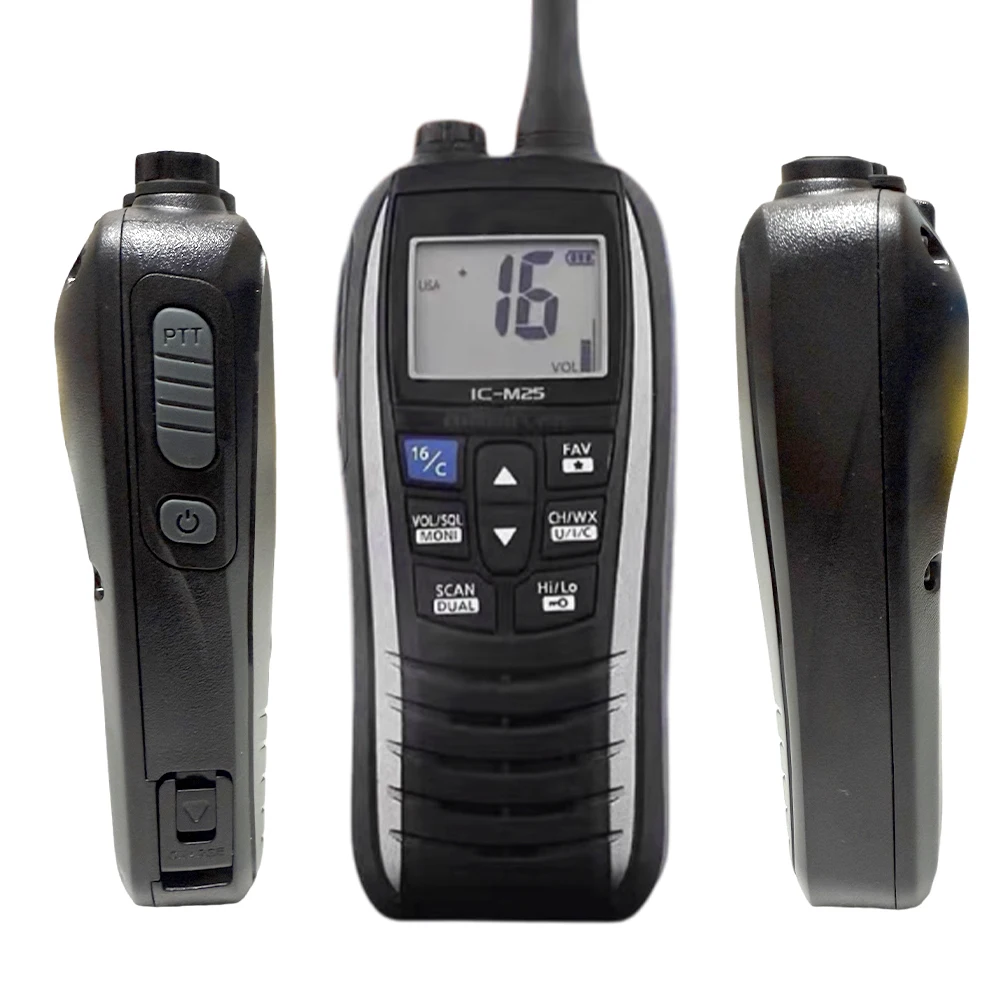 IC-M25 5W tragbares Marine-Radio VHF Handheld LCD leicht wasserdicht
