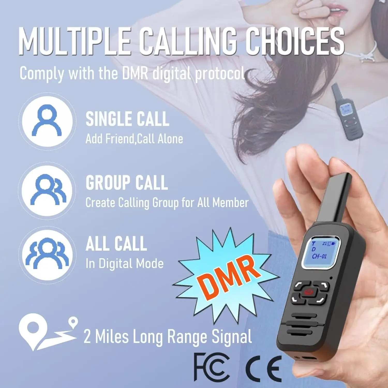 Walkie Talkie Digital, Mini DMR, Compatible con 100%, Radio Digital, Transferencia de Frecuencia Única, Nuevo