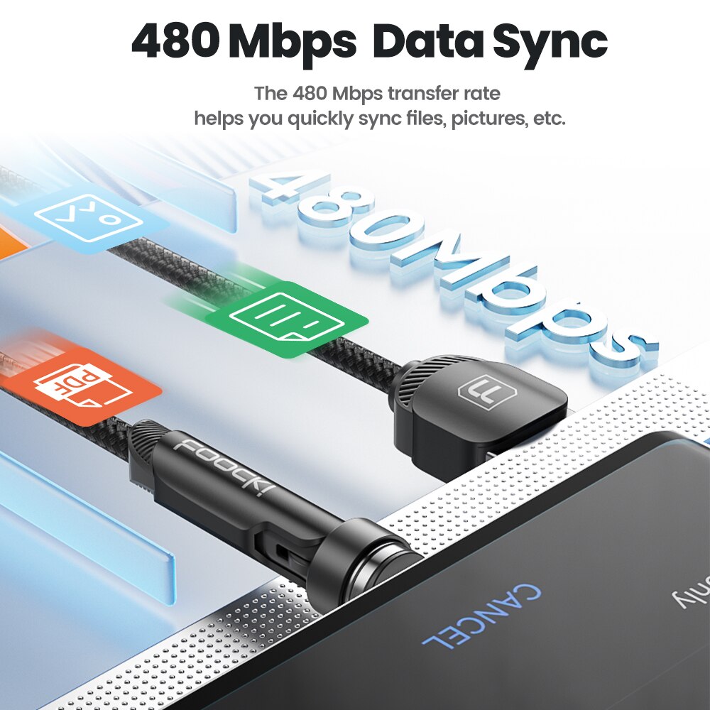 Toocki-マイクロUSB/Type-C急速充電ケーブル,540回転可能な磁気ケーブル,iPhone 12 x xiaomi