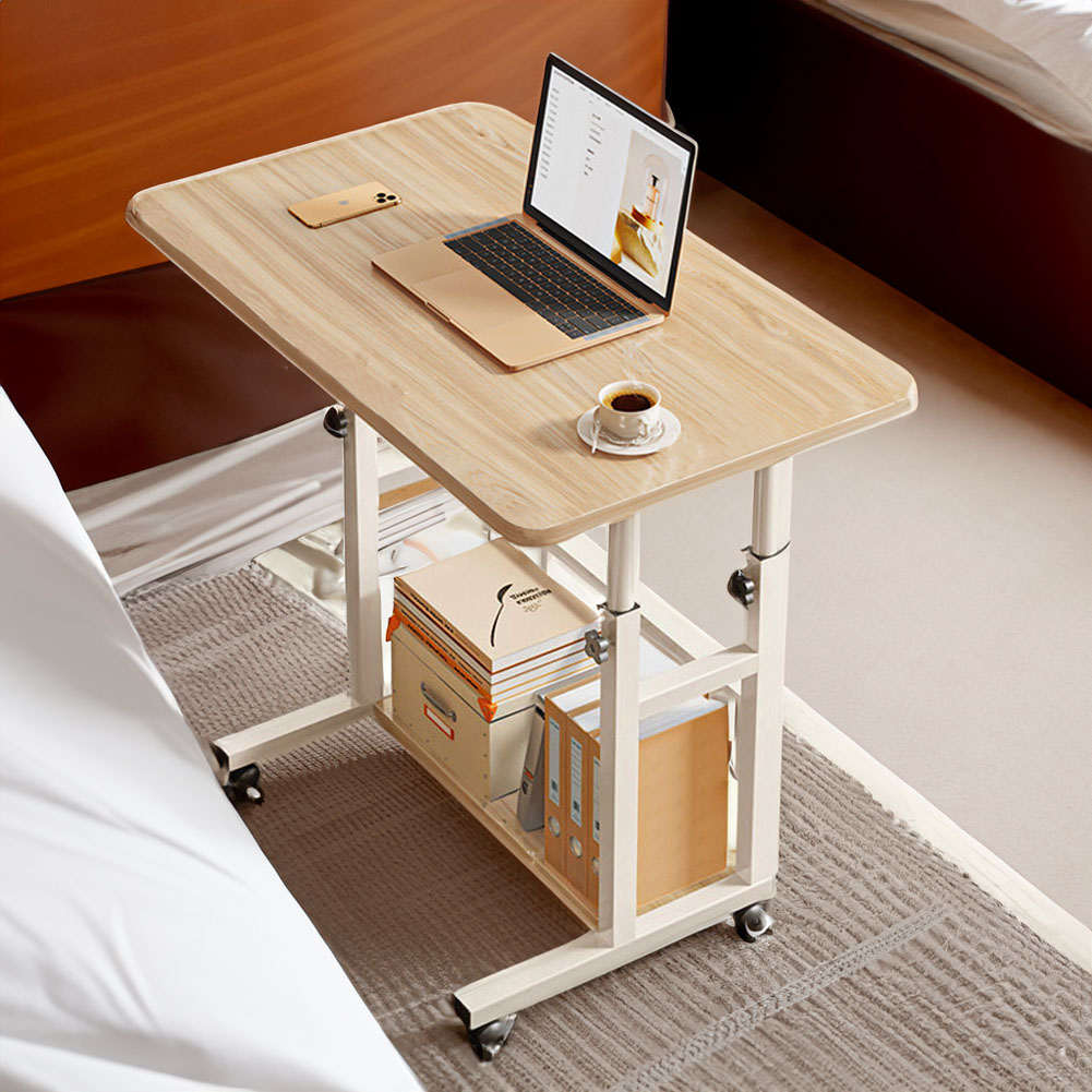 Bedroom Dormitory Movable Bedside Laptop Table Height Adjustable Bedside Table With Wheels Desk Tray Table