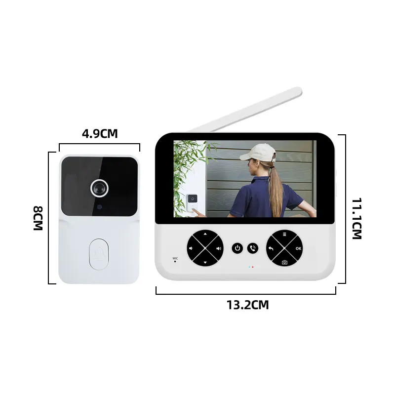 Timbre electrónico visual de 4,3 ", gran angular de 100 grados, modo de reposo ultra largo, visión nocturna infrarroja, monitoreo inteligente de ojo de gato