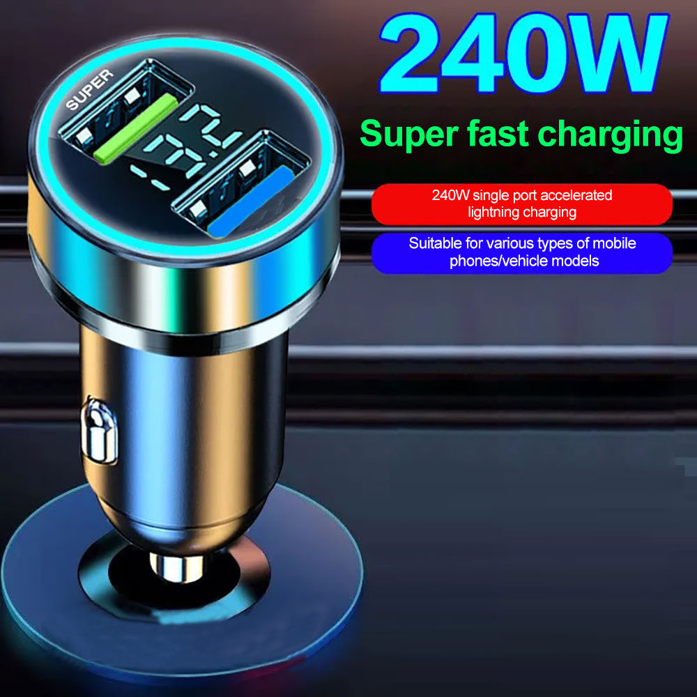 Adattatore di ricarica super veloce per caricabatteria da auto portatile 2USB 12V-24V per telefono Iphone Huawei Samsung Xiaomi