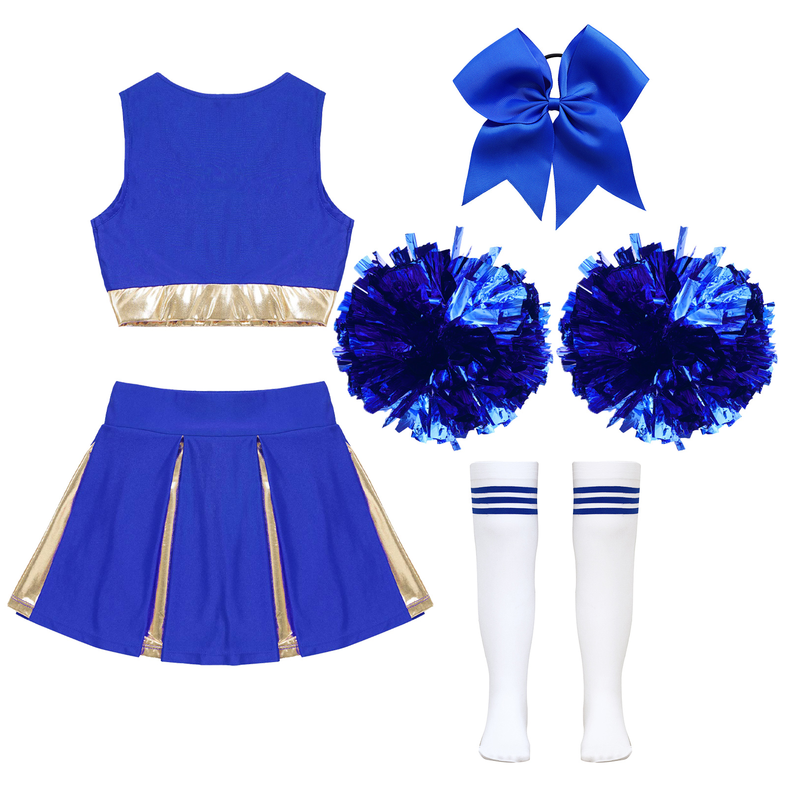 Kinder Schule Mädchen Cheerleader Uniformen Ärmel Crop Top Rock Socken Kleidung Sets für Kinder Cheerleading Tanz Outfits