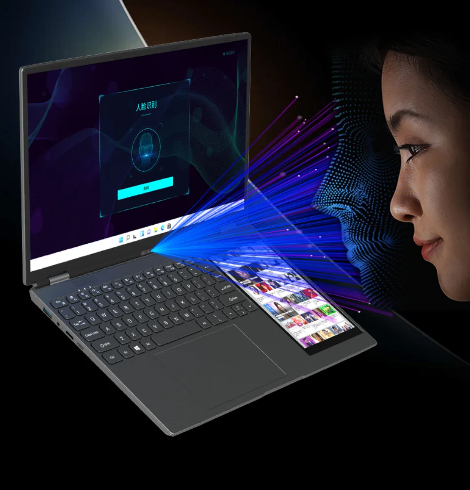 Intel N95/N100 laptop 15.6"+7" Touch Screen 32GB RAM 128G - 2TB SSD Backlit keyboard Windows 11 Notebook Computer Laptop Face ID