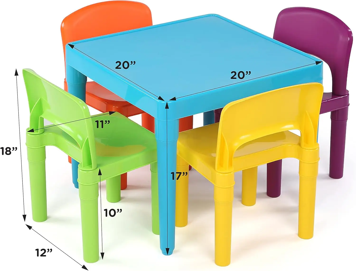 Kids Table and 4 Chair Set, Blue Table with Chairs - Sturdy Toddler Activity Table for Playtime, Arts, Crafts, Reading,
