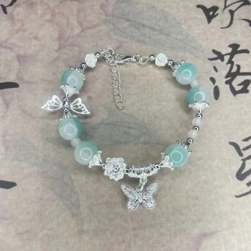 Niche Design Star CHAIN พู่สร้อยข้อมือผู้หญิงแฟนตาซีคริสตัลสีฟ้าลูกปัดเชือกสร้อยข้อมือเพื่อนที่ดีที่สุดเครื่องประดับของขวัญ