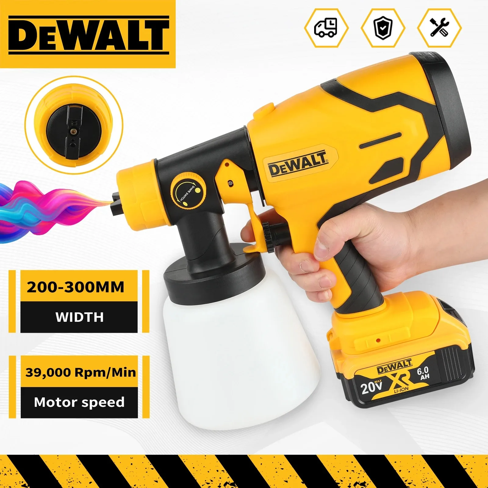 800ML 휴대용 무선 페인트 분무기, 고출력 자동차 및 가구 스프레이 건, DEWALT 배터리와 호환 가능