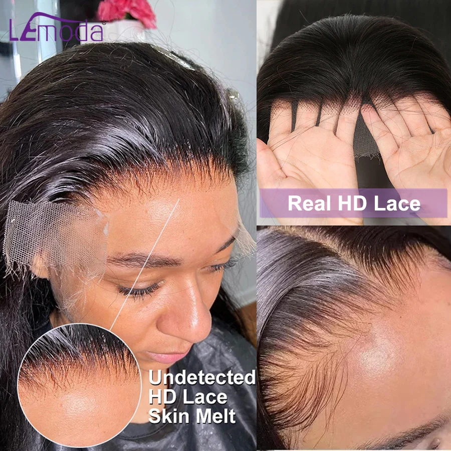 目に見えない本物のHDレースフロントウィッグ、フルフロントレースウィッグ、ストレートプレプレプリプル人間の髪の毛、250密度、13x6 13x4