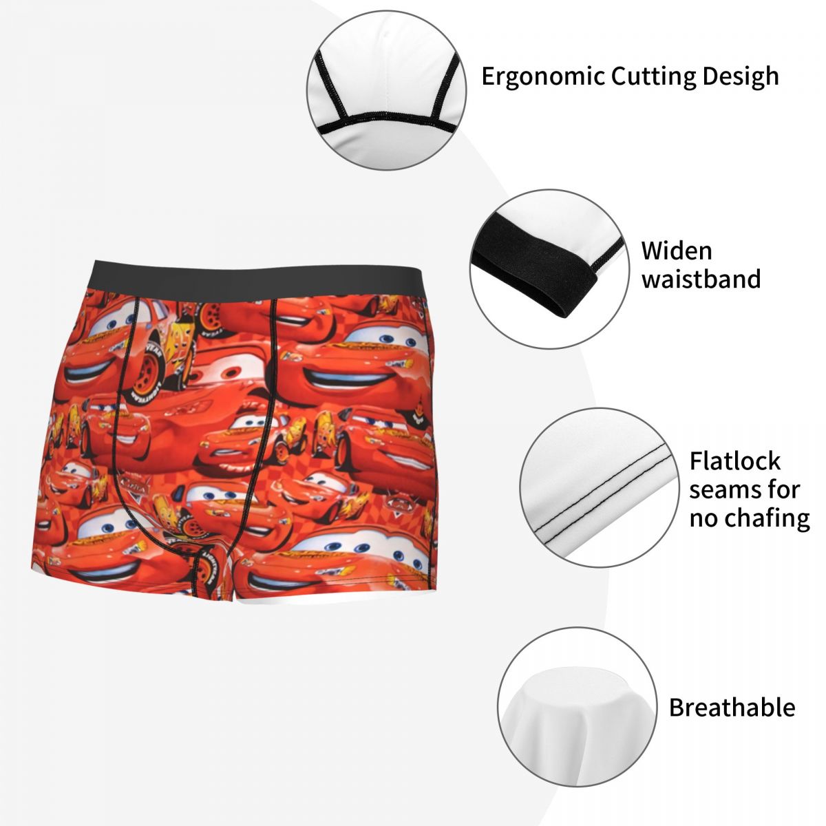 Custom Lightning McQueen Car Collage Boxers Shorts Men's Briefs Underwear Cool Underpants