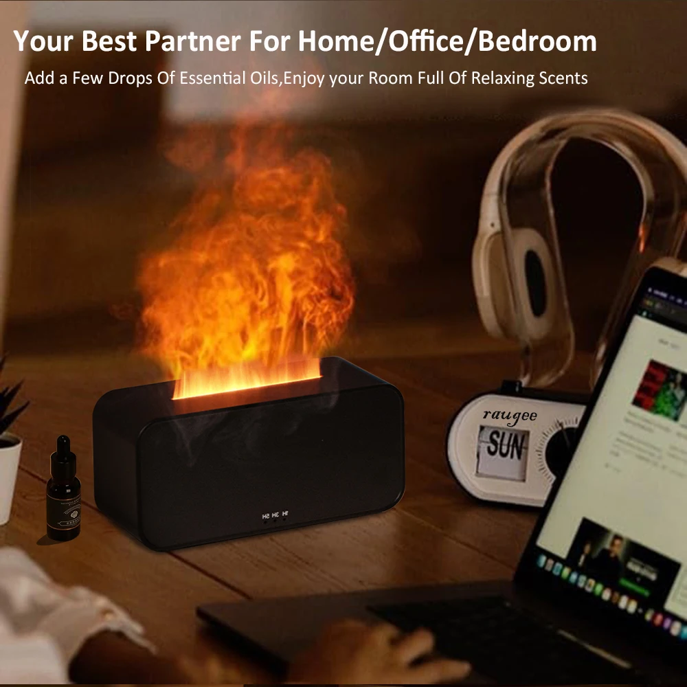 Aroma Diffuser Mini 7 Colorful Flame Air Humidifier Add Essential Oil Aromatherapy with Timing Setting for Home Bedroom Office