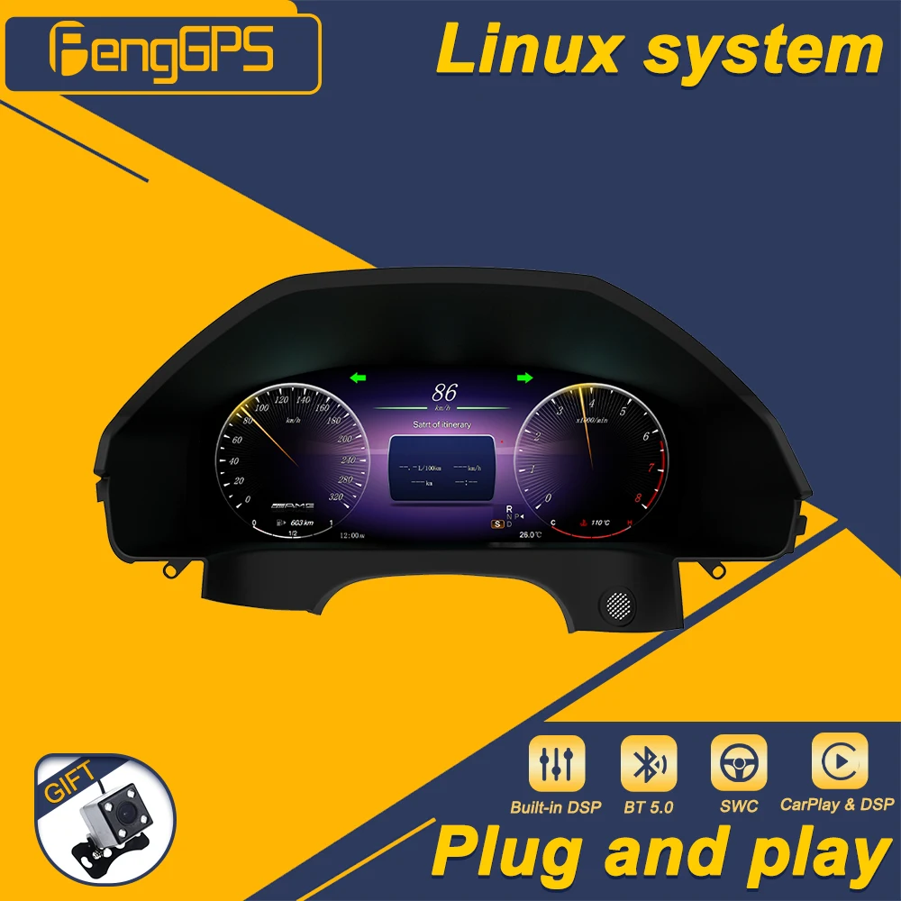 Cluster Digital 12.3 Inci untuk Mercedes-benz E W212 2010-2015 Panel Instrumen LCD Virtual CockPit Pengukur Kecepatan Dasbor Linux