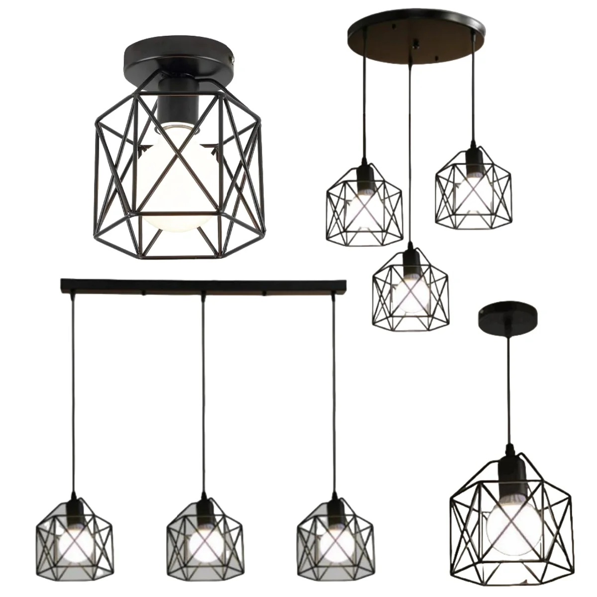 Lámpara colgante Industrial Led moderna para lámpara de techo, jaula de Metal, iluminación colgante, isla, comedor