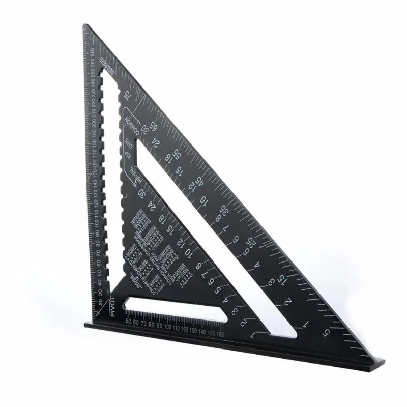 Regla de ángulo triangular, transportador de ángulo de aleación de aluminio métrico de 12 pulgadas, Regla de medición Triangular, velocidad de carpintería, triángulo cuadrado