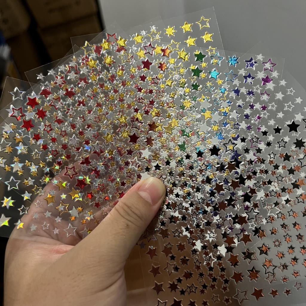 Black White Star 3D Nail Art Sticker Y2K Pentagram Self-Adhesive Decals Laser Shiny Glitters Starlight Manicure Ornaments Slider