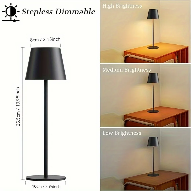 Lámpara de mesa recargable con Sensor táctil, luz LED nocturna de escritorio, lámpara de lectura inalámbrica para Hotel, Bar, restaurante, decoración de dormitorio