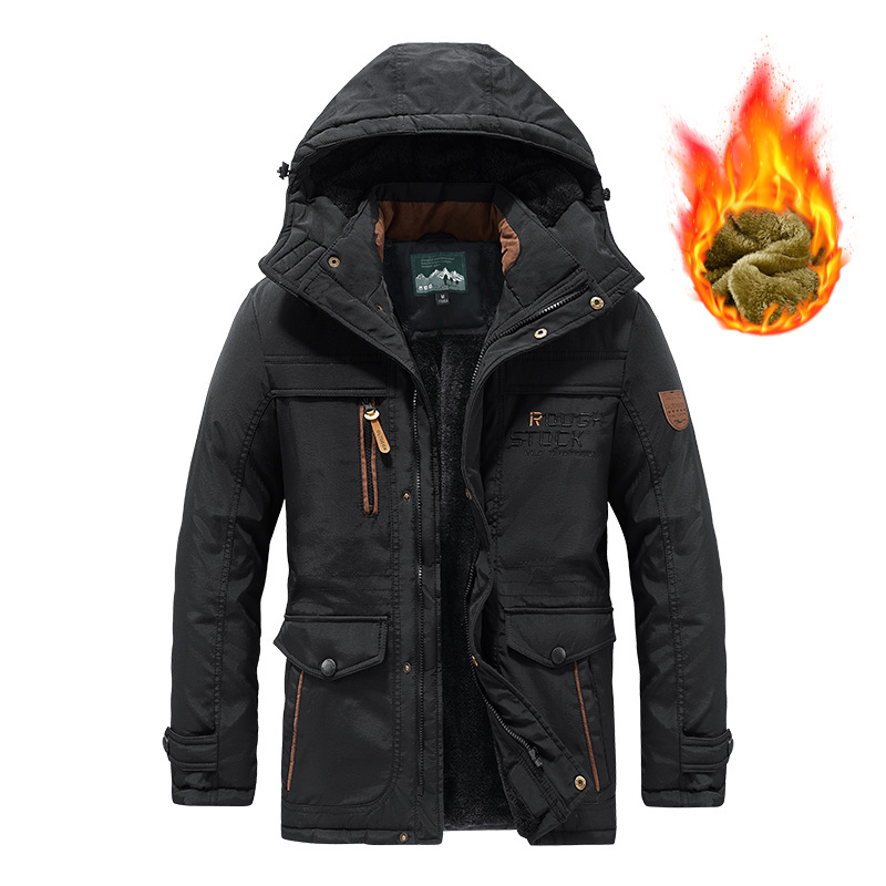 Chaquetas largas de invierno con capucha para hombre, Parkas cálidas con múltiples bolsillos, chaquetas de lana, nueva moda para hombre, chaquetas informales para herramientas al aire libre 6XL