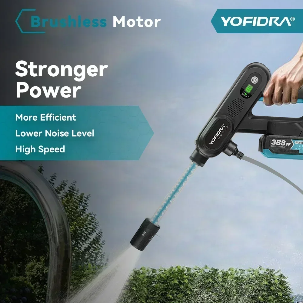 YOFIDRA 220Barブラシレス高圧洗浄機ガン 3段階調整 電動洗浄機 ウォッシュスプレーガン マキタ18Vバッテリーピン対応
