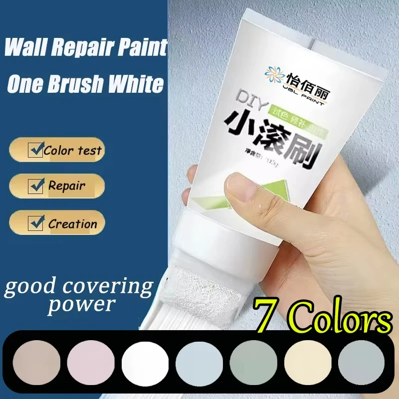 Pasta do naprawy ścian White Wall 100g, rolka, DIY, łatki do ścian, farba lateksowa, do ponownego malowania płyt gipsowo-kartonowych, pędzel do usuwania plam i graffiti, akcesoria domowe.
