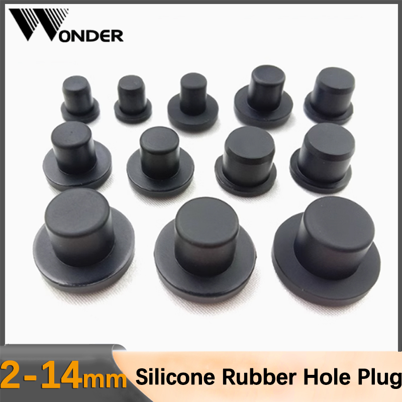 Черные твердые резиновые заглушки с отверстиями Т-образного типа, силиконовые заглушки с уплотнительными отверстиями, водонепроницаемые заглушки для прокладок, 2-14 мм