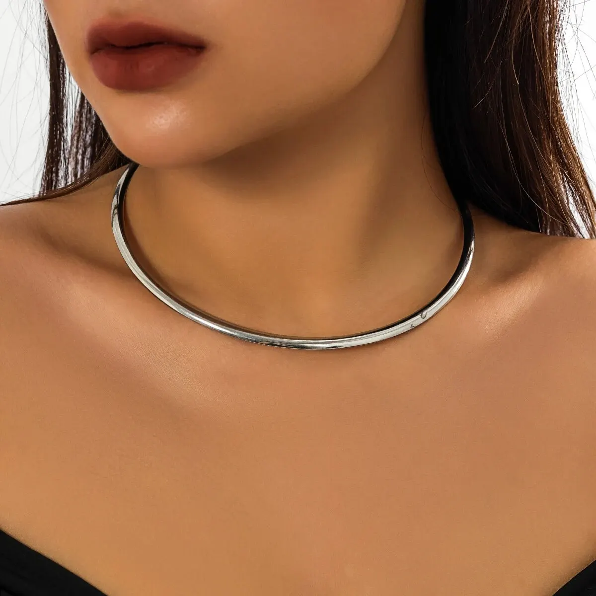Gargantilla de Torques de Metal de hierro Vintage para mujer, collar gótico de Color dorado, cadena ajustable lisa, joyería de moda, regalo de fiesta Steampunk