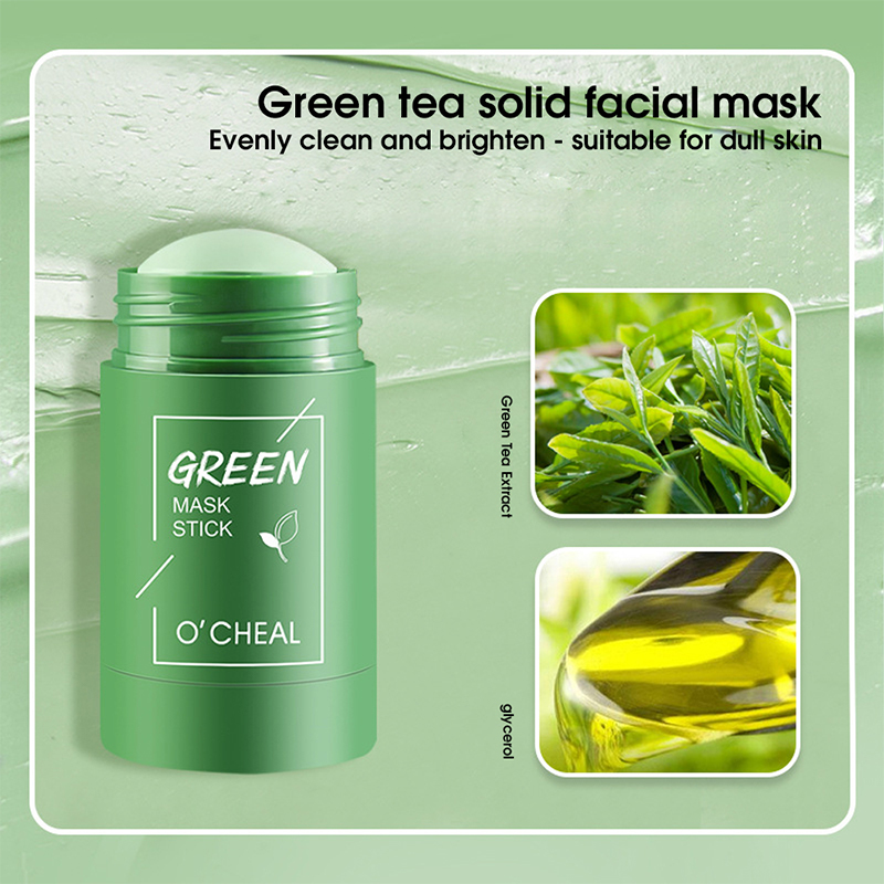 Stevig gezichtsmasker Stick Groene Thee Honing Perzik Reiniging Porie Hydraterende Lange Houtskool Aubergine Modderfilm