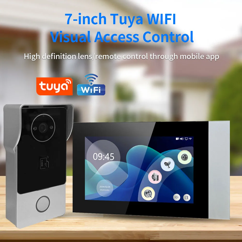 7 inch bedrade videodeurbel binnenmonitor IR-CUT 1080P buitencamera visuele intercom 2-draads audio op afstand ontgrendelen video Tuya APP