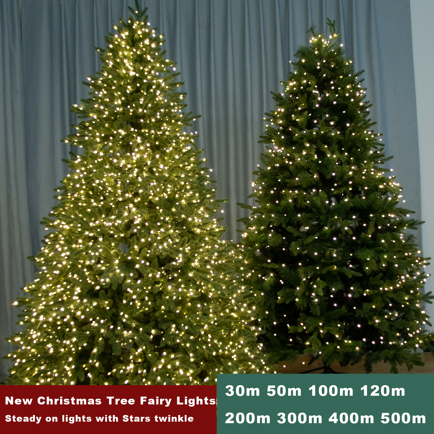 Мерцающая звезда, украшение для рождественской елки, гирлянда, зеленый медный провод, 30 м, 50 м, 100 м, 120 м, 200 м, 300 м, вилка, гирлянда, гирлянда