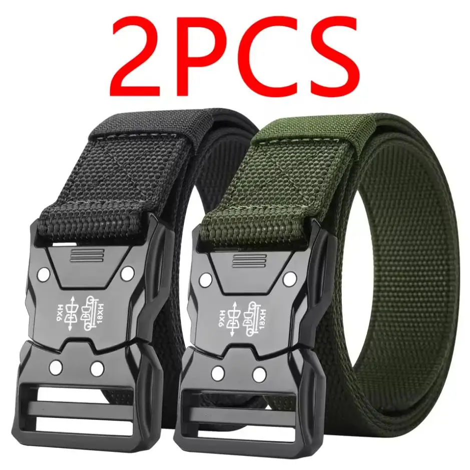 2 Cinto tático perfeito para aventuras ao ar livre, acessórios unissex para homens e mulheres, cinto de nylon masculino